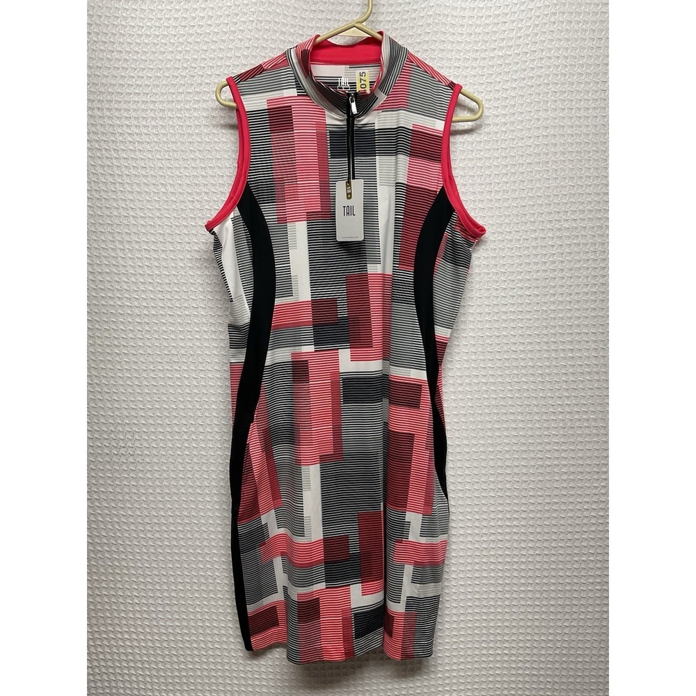 TAIL Women's Golf Dress Pickleball Tennis Stretch Red Black Striped UPF50+ Large - Picture 7 of 10